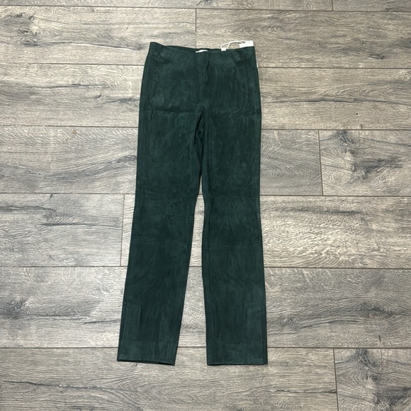 NEW • VINCE • Women’s Stretch Suede Split-Hem Crop Pant Dark Green Lamb Leather - Picture 4 of 7